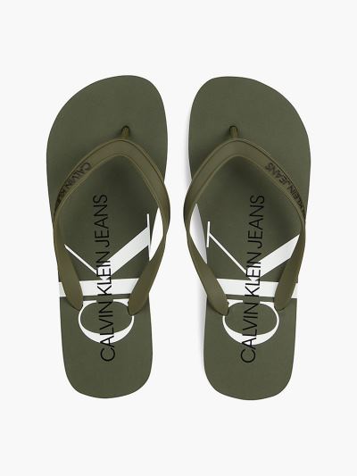 Calvin Klein Fürdőruha HU435105 | Calvin Klein Tpu Upper Férfi Strandpapucs Sötét Olivazöld